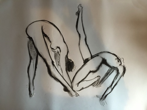 Pair of dancers - no 9 - 
Life drawing in Caran D'Ache oil pencils
(Ref 17)